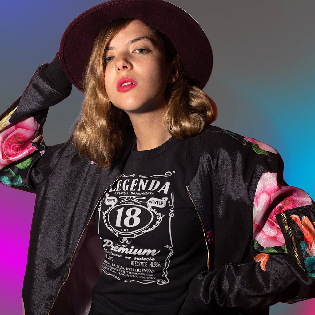 18 Urodziny DAMSKA - Legenda. Koszulka urodzinowa na 18 Lat dla kobiet inspirowana Jack Daniels
