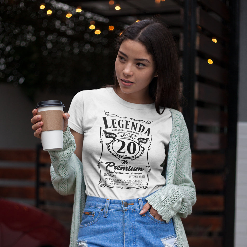 20 Urodziny DAMSKA - Legenda. Koszulka urodzinowa na 20 Lat dla kobiet inspirowana Jack Daniels