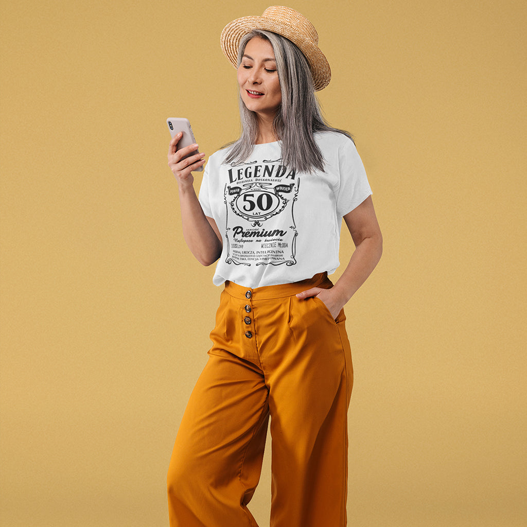 50 Urodziny DAMSKA - Legenda. Koszulka urodzinowa na 50 Lat dla kobiet inspirowana Jack Daniels