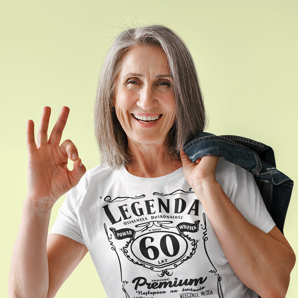 60 Urodziny DAMSKA - Legenda. Koszulka urodzinowa na 60 Lat dla kobiet inspirowana Jack Daniels