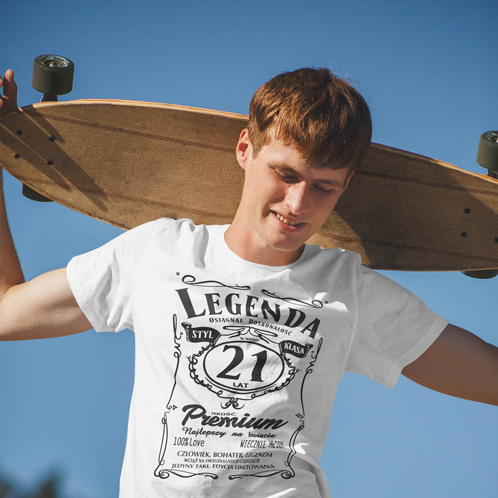 21 Urodziny - Legenda. Koszulka urodzinowa na 21 Lat dla mężczyzn inspirowana Jack Daniels
