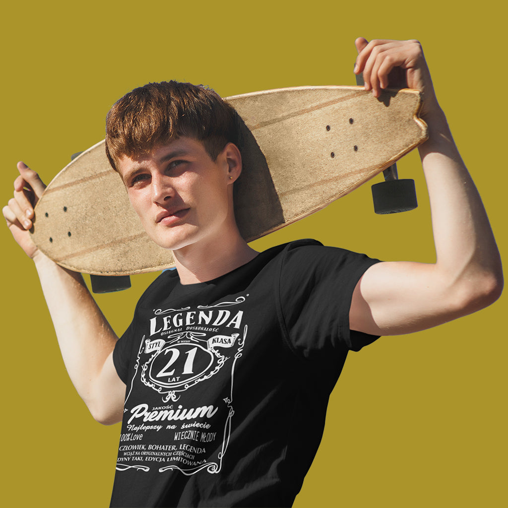 21 Urodziny - Legenda. Koszulka urodzinowa na 21 Lat dla mężczyzn inspirowana Jack Daniels