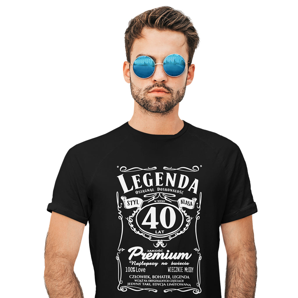 z40 Urodziny - Legenda. Koszulka urodzinowa na 40 Lat dla mężczyzn inspirowana Jack Daniels
