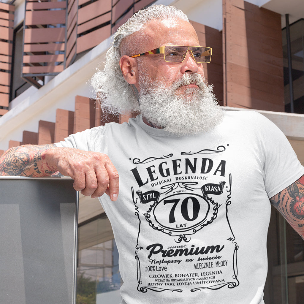 70 Urodziny - Legenda. Koszulka urodzinowa na 70 Lat dla mężczyzn inspirowana Jack Daniels
