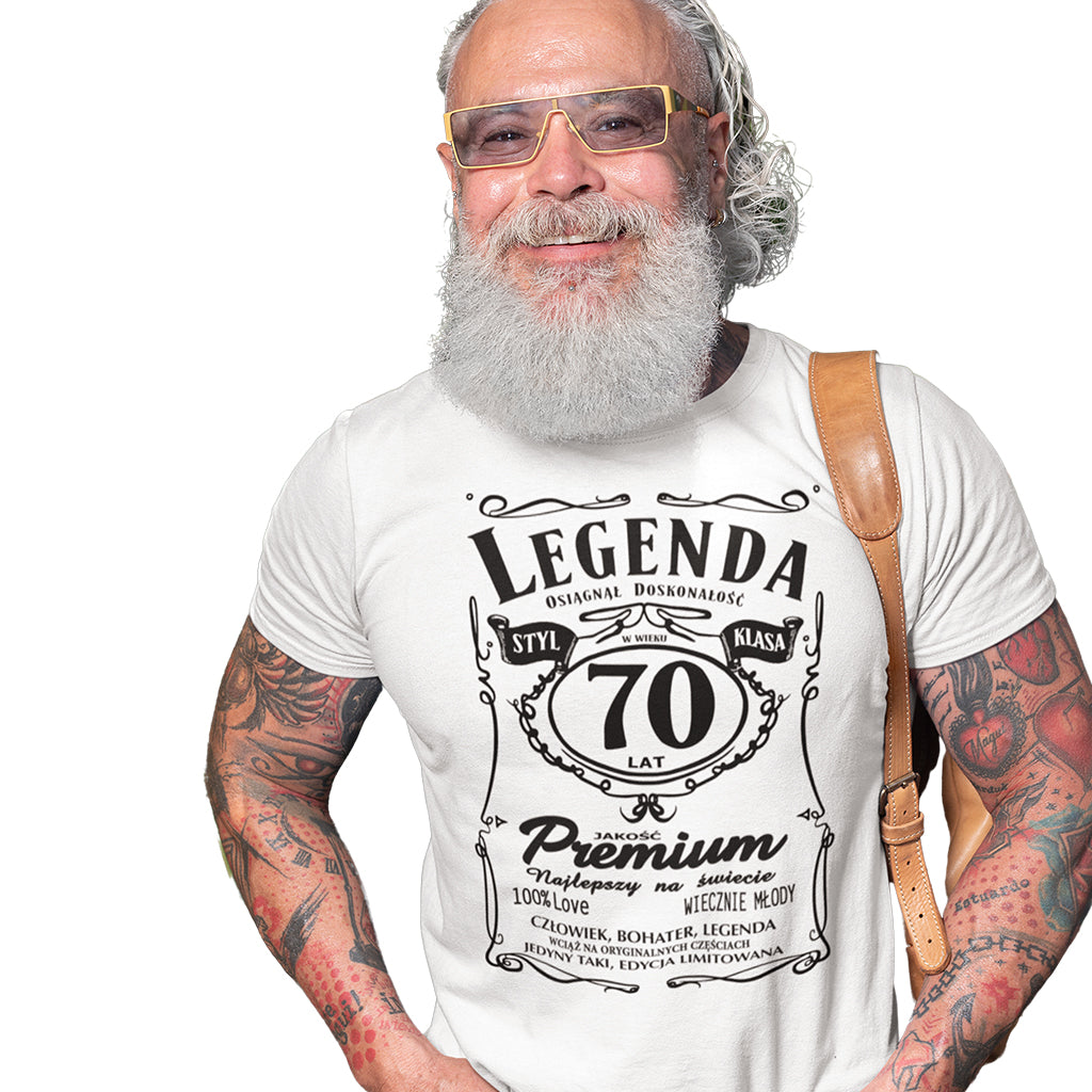 70 Urodziny - Legenda. Koszulka urodzinowa na 70 Lat dla mężczyzn inspirowana Jack Daniels