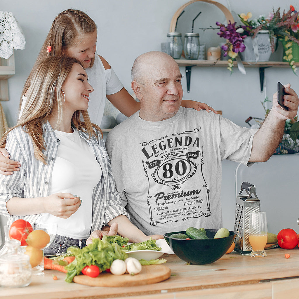 80 Urodziny - Legenda. Koszulka urodzinowa na 80 Lat dla mężczyzn inspirowana Jack Daniels