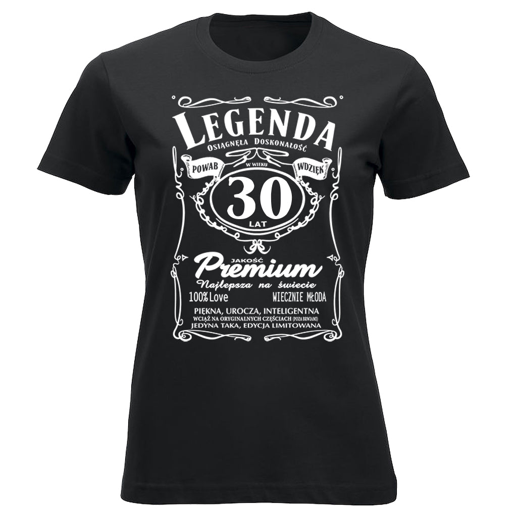 30 Urodziny DAMSKA - Legenda. Koszulka urodzinowa na 30 Lat dla kobiet inspirowana Jack Daniels