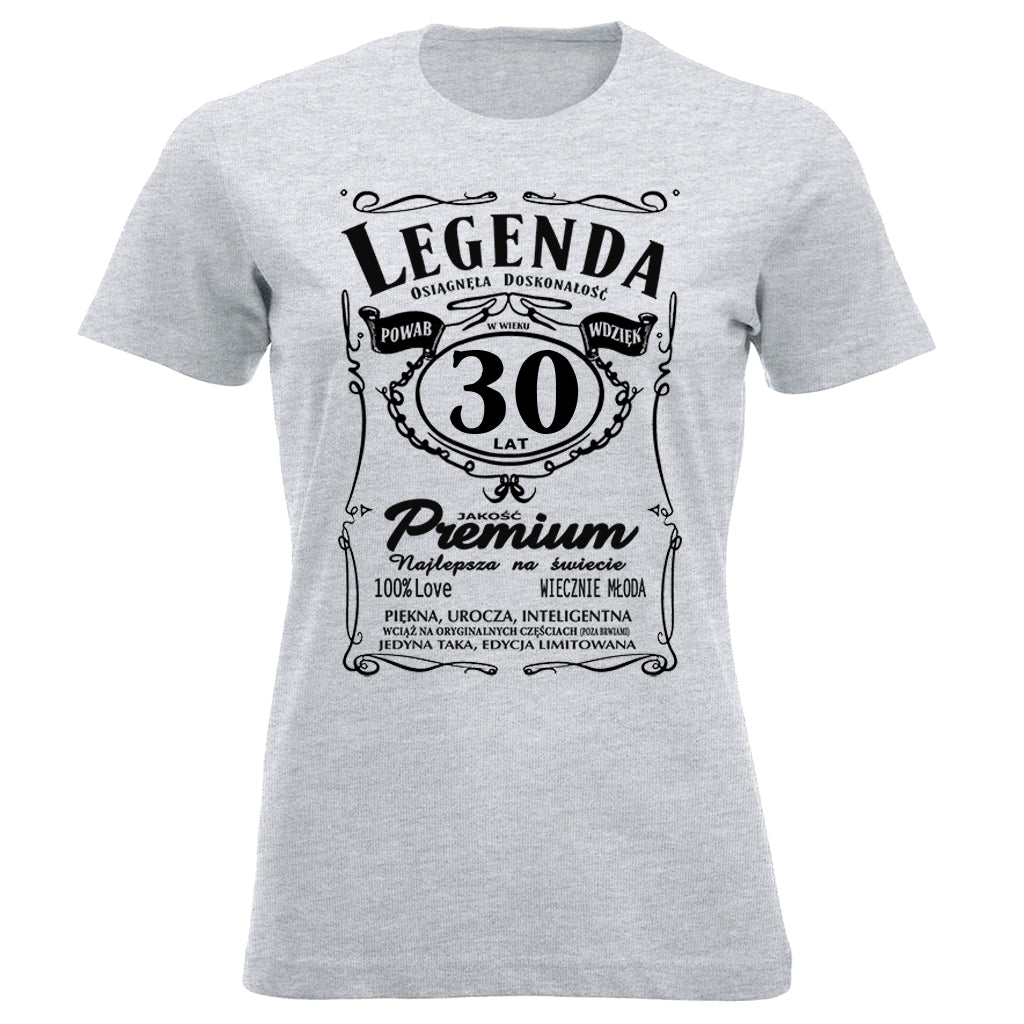 30 Urodziny DAMSKA - Legenda. Koszulka urodzinowa na 30 Lat dla kobiet inspirowana Jack Daniels