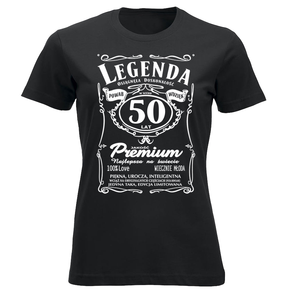 50 Urodziny DAMSKA - Legenda. Koszulka urodzinowa na 50 Lat dla kobiet inspirowana Jack Daniels