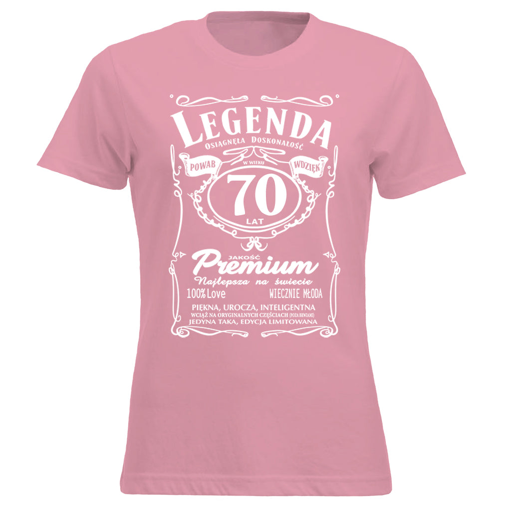 70 Urodziny DAMSKA - Legenda. Koszulka urodzinowa na 70 Lat dla kobiet inspirowana Jack Daniels