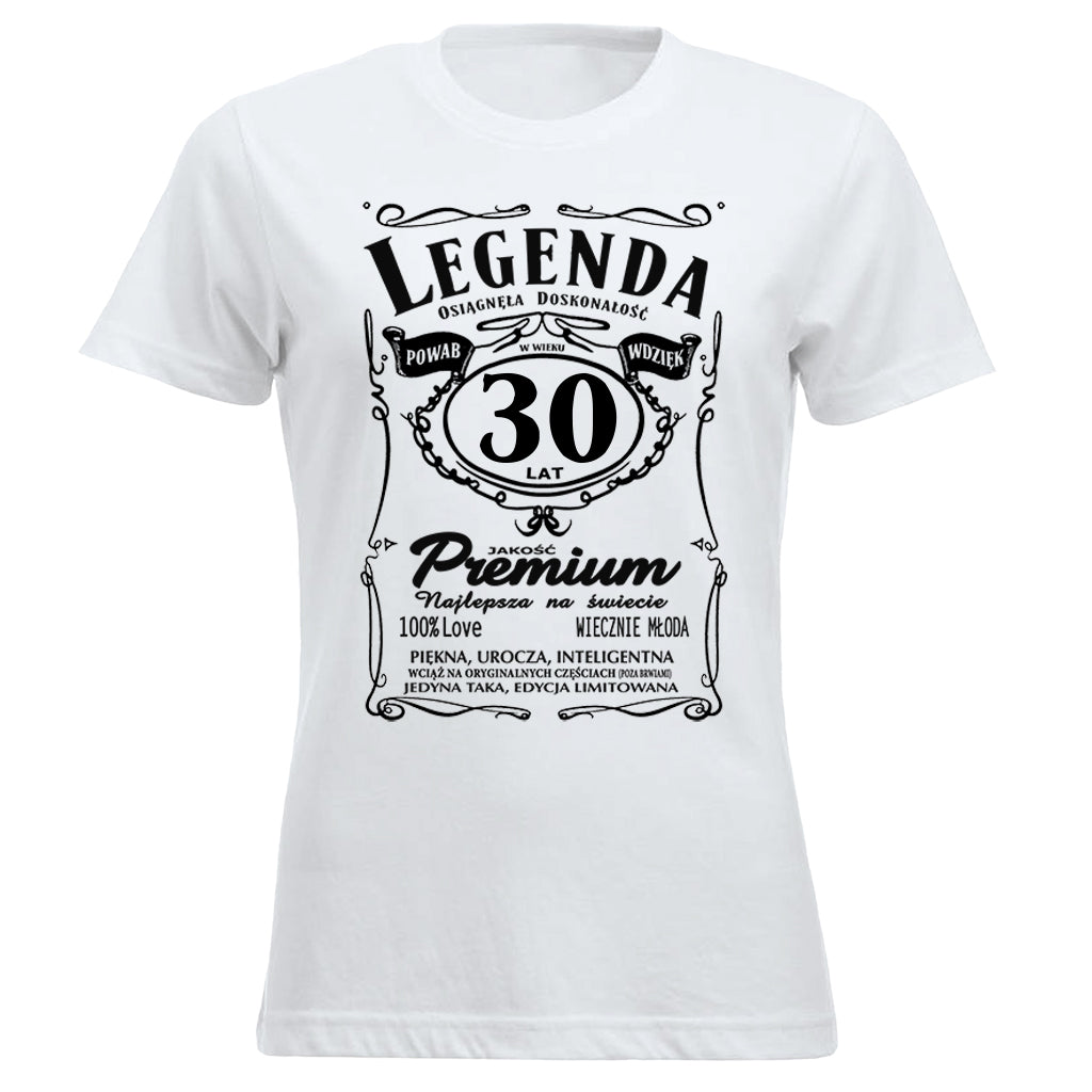 30 Urodziny DAMSKA - Legenda. Koszulka urodzinowa na 30 Lat dla kobiet inspirowana Jack Daniels
