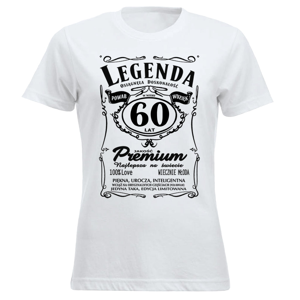 60 Urodziny DAMSKA - Legenda. Koszulka urodzinowa na 60 Lat dla kobiet inspirowana Jack Daniels