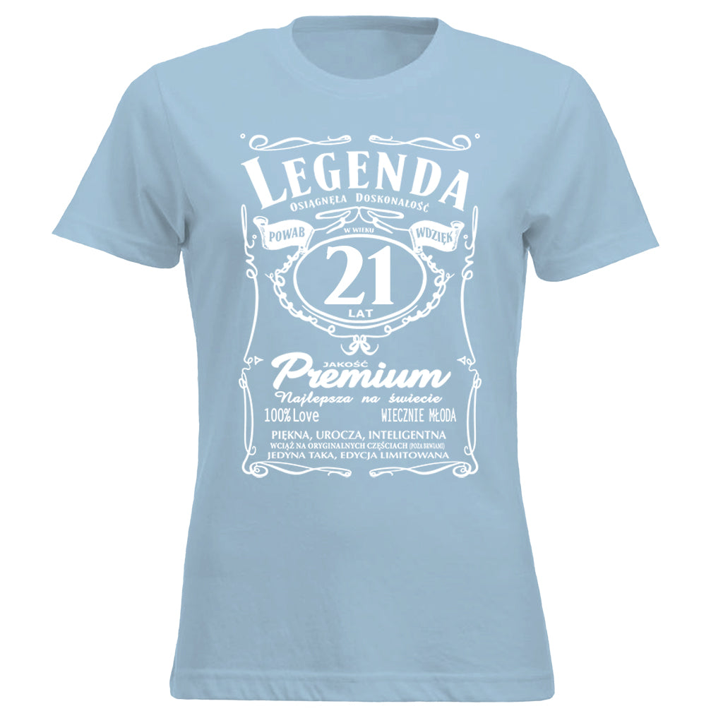 21 Urodziny DAMSKA - Legenda. Koszulka urodzinowa na 21 Lat dla kobiet inspirowana Jack Daniels