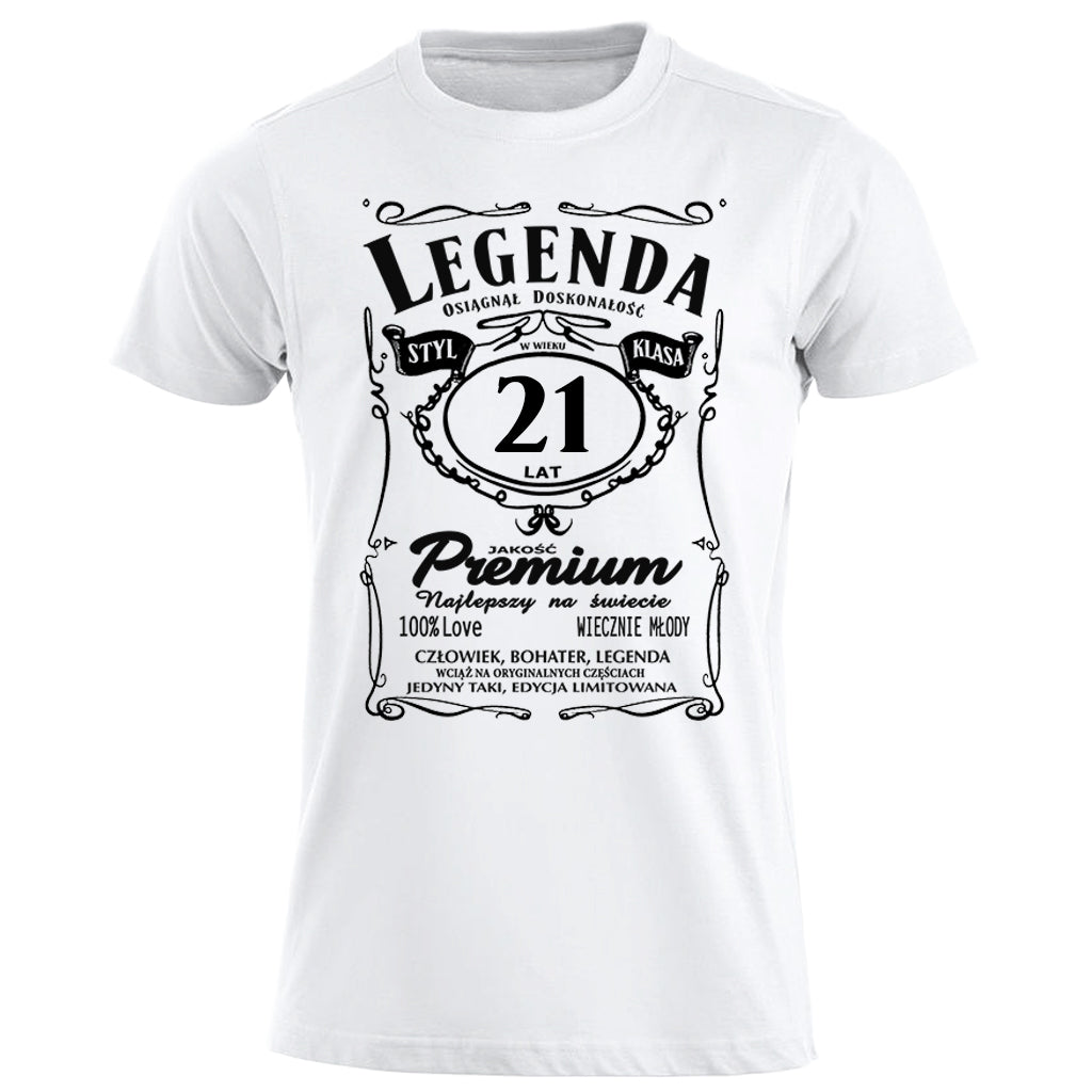 21 Urodziny - Legenda. Koszulka urodzinowa na 21 Lat dla mężczyzn inspirowana Jack Daniels