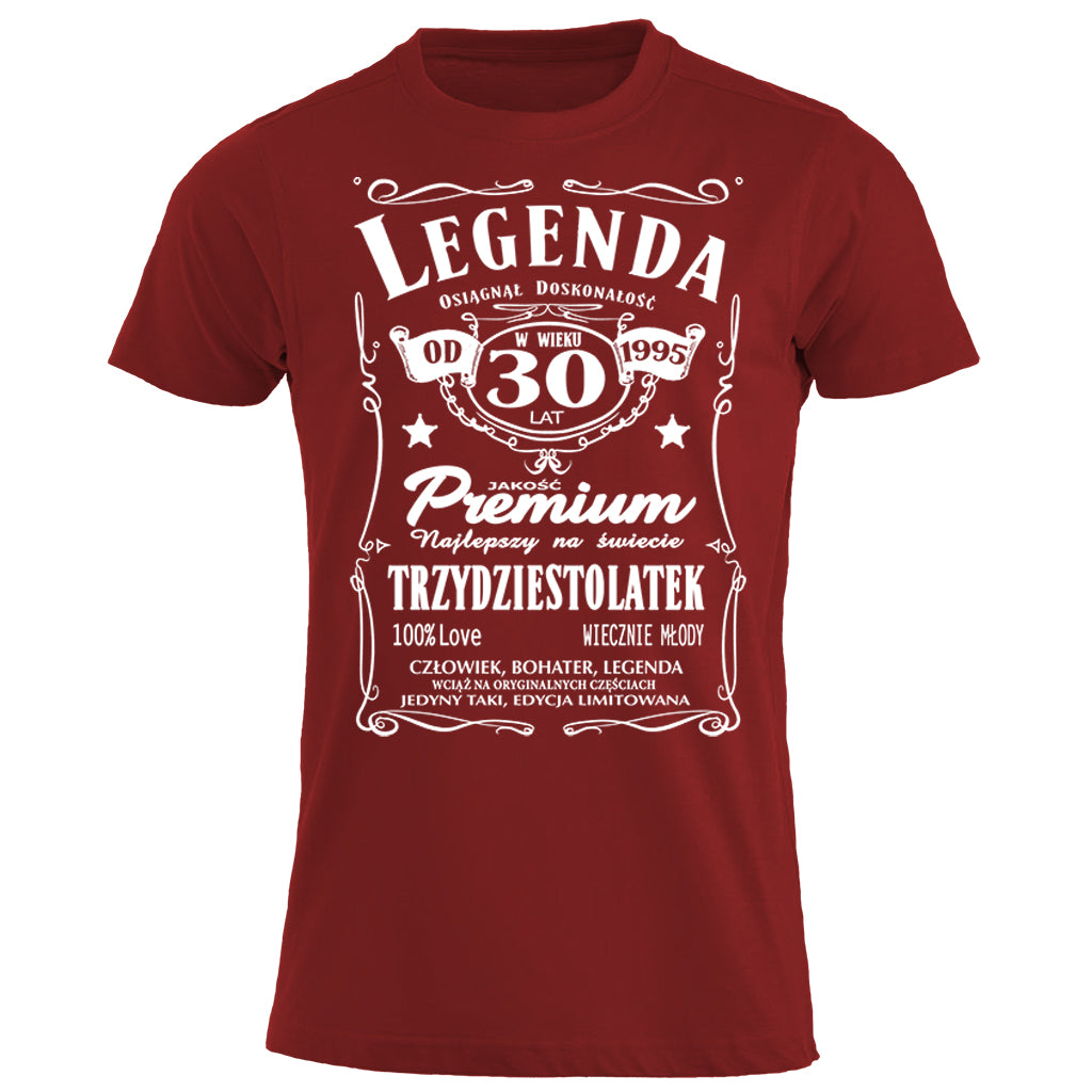1995 - 30 Urodziny - Legenda. Koszulka urodzinowa na 30 Lat dla mężczyzn inspirowana Jack Daniels