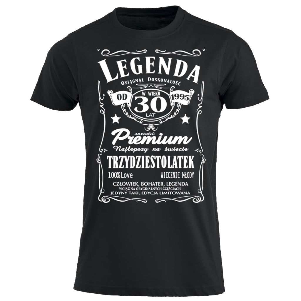 1995 - 30 Urodziny - Legenda. Koszulka urodzinowa na 30 Lat dla mężczyzn inspirowana Jack Daniels