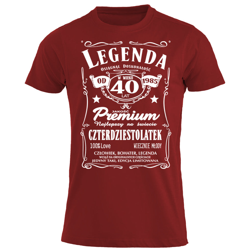 1985 - 40 Urodziny - Legenda. Koszulka urodzinowa na 40 Lat dla mężczyzn inspirowana Jack Daniels