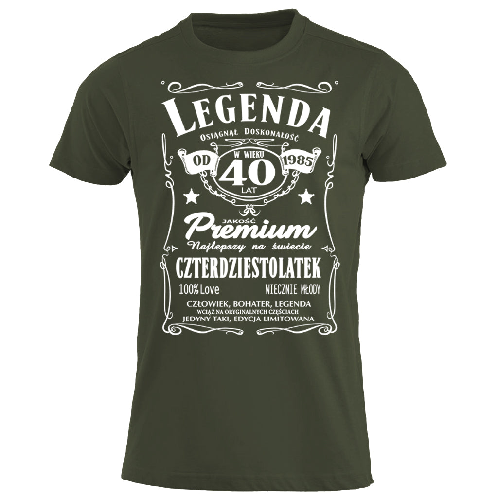 1985 - 40 Urodziny - Legenda. Koszulka urodzinowa na 40 Lat dla mężczyzn inspirowana Jack Daniels