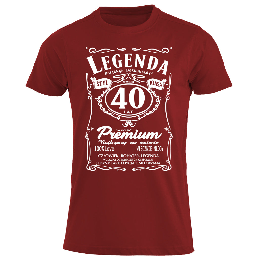 z40 Urodziny - Legenda. Koszulka urodzinowa na 40 Lat dla mężczyzn inspirowana Jack Daniels