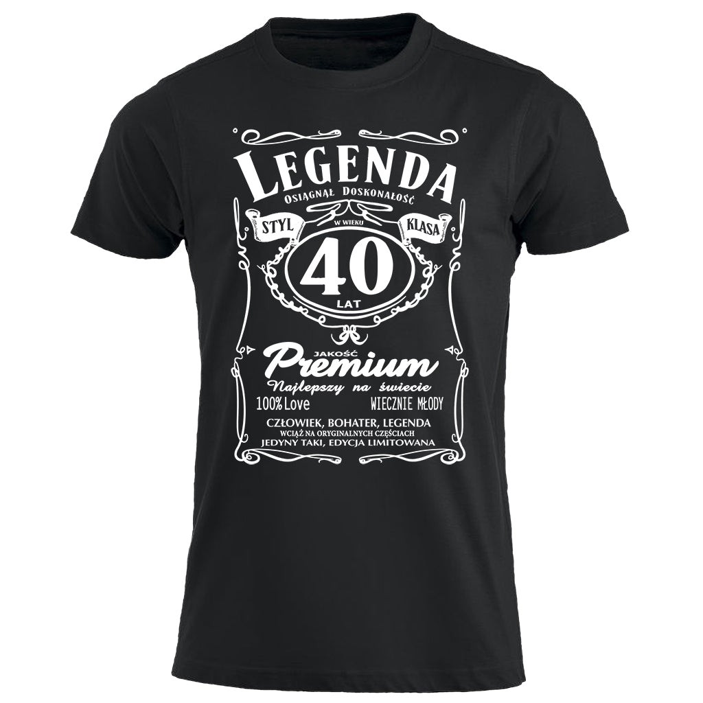 z40 Urodziny - Legenda. Koszulka urodzinowa na 40 Lat dla mężczyzn inspirowana Jack Daniels