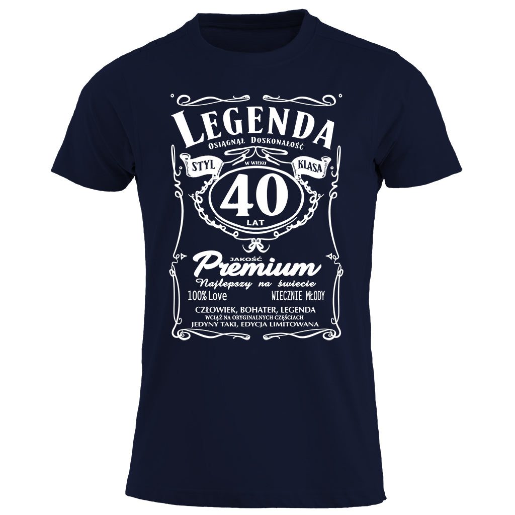 z40 Urodziny - Legenda. Koszulka urodzinowa na 40 Lat dla mężczyzn inspirowana Jack Daniels