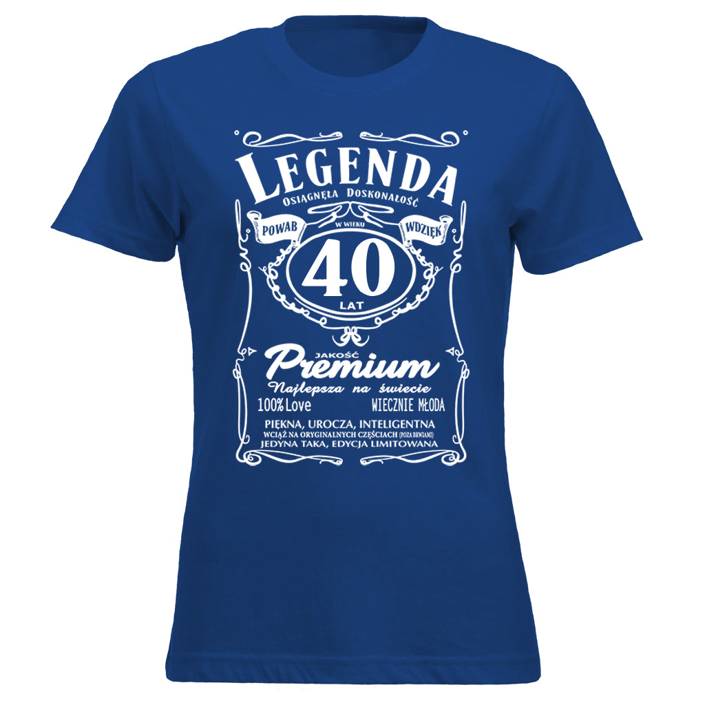 40 Urodziny DAMSKA - Legenda. Koszulka urodzinowa na 40 Lat dla kobiet inspirowana Jack Daniels