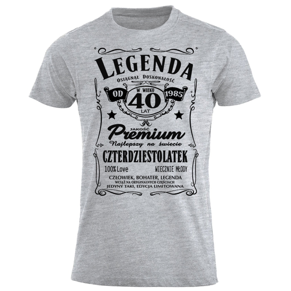1985 - 40 Urodziny - Legenda. Koszulka urodzinowa na 40 Lat dla mężczyzn inspirowana Jack Daniels