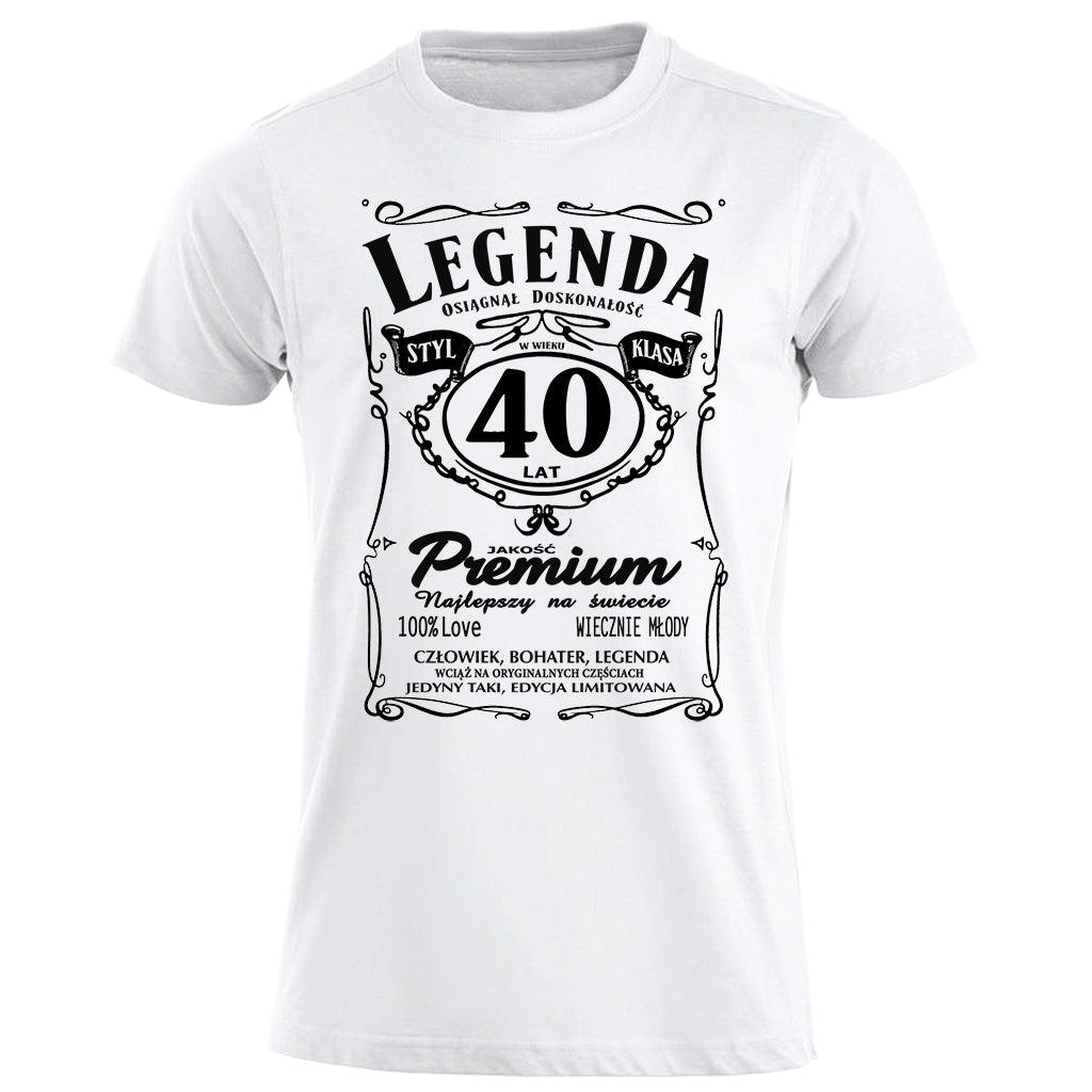 z40 Urodziny - Legenda. Koszulka urodzinowa na 40 Lat dla mężczyzn inspirowana Jack Daniels