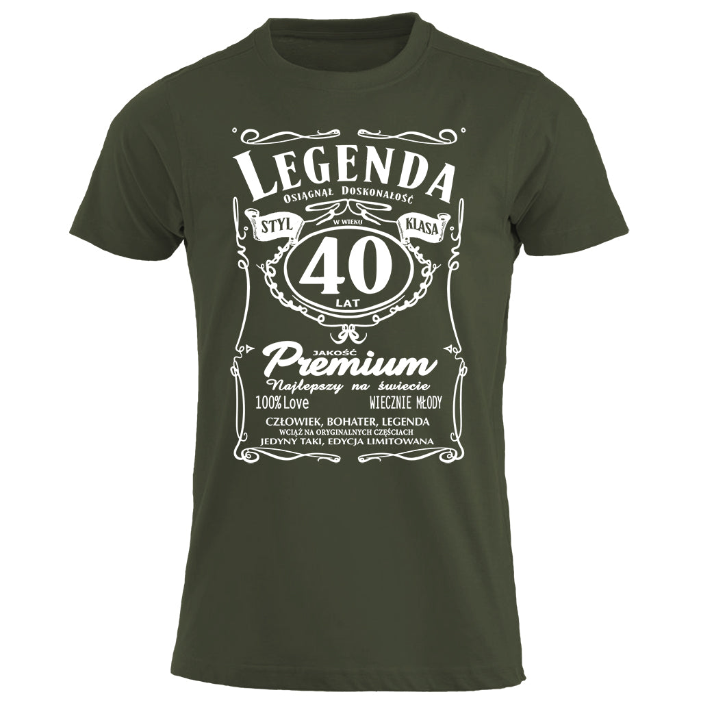 z40 Urodziny - Legenda. Koszulka urodzinowa na 40 Lat dla mężczyzn inspirowana Jack Daniels