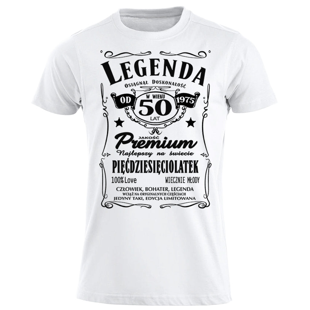 1975 - 50 Urodziny - Legenda. Koszulka urodzinowa na 50 Lat dla mężczyzn inspirowana Jack Daniels