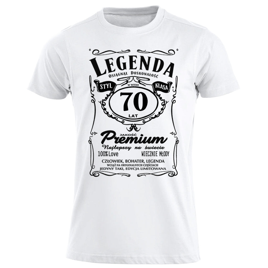 70 Urodziny - Legenda. Koszulka urodzinowa na 70 Lat dla mężczyzn inspirowana Jack Daniels