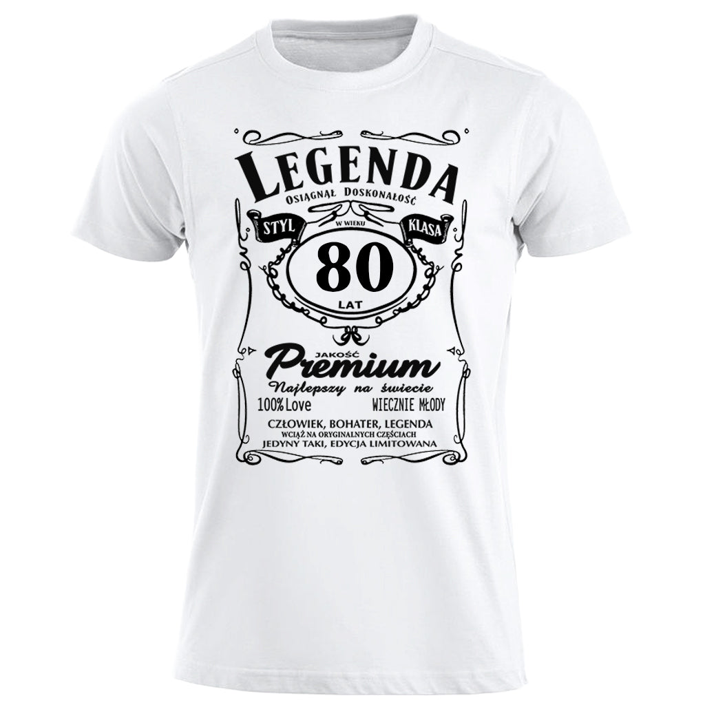 80 Urodziny - Legenda. Koszulka urodzinowa na 80 Lat dla mężczyzn inspirowana Jack Daniels