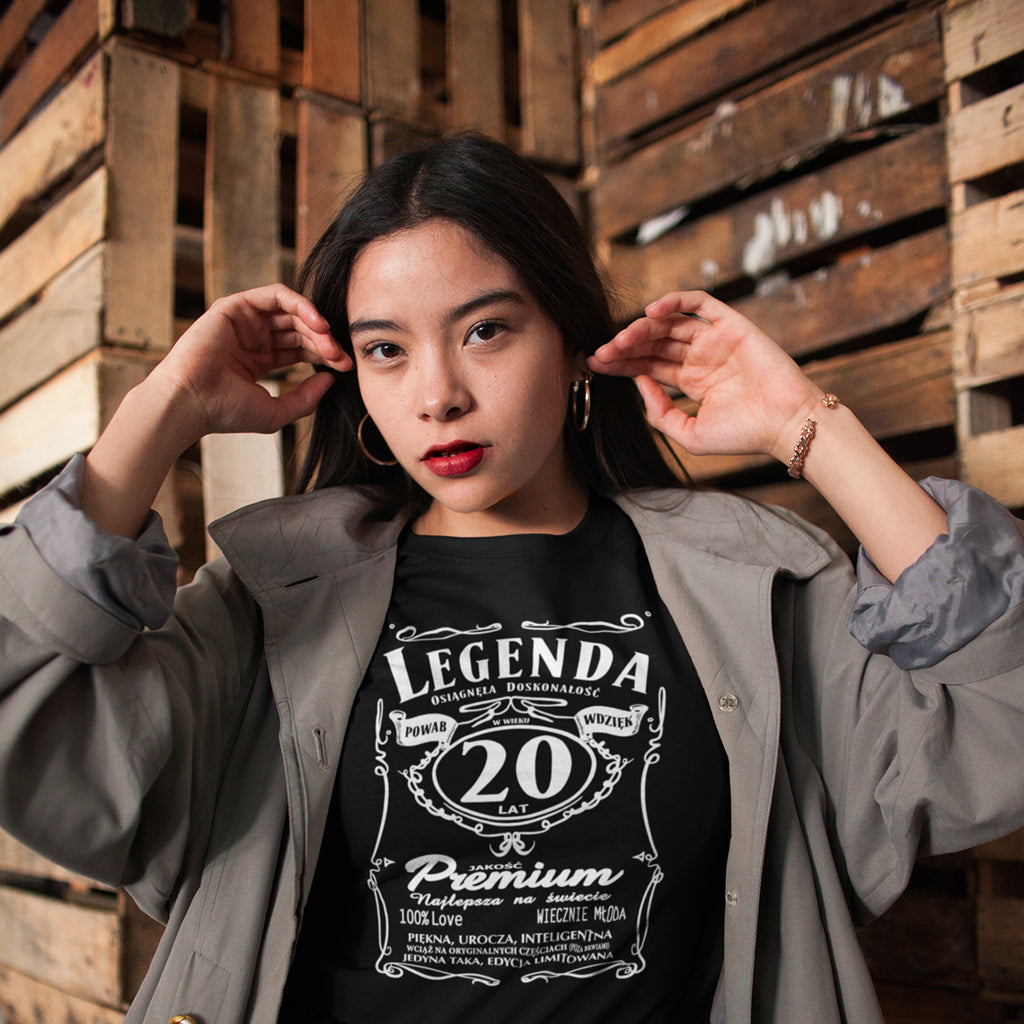 20 Urodziny DAMSKA - Legenda. Koszulka urodzinowa na 20 Lat dla kobiet inspirowana Jack Daniels