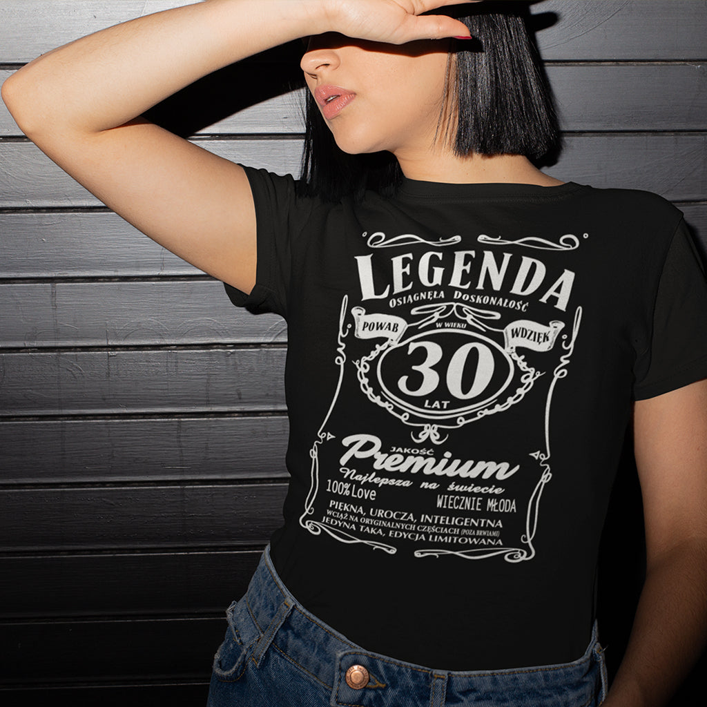 30 Urodziny DAMSKA - Legenda. Koszulka urodzinowa na 30 Lat dla kobiet inspirowana Jack Daniels