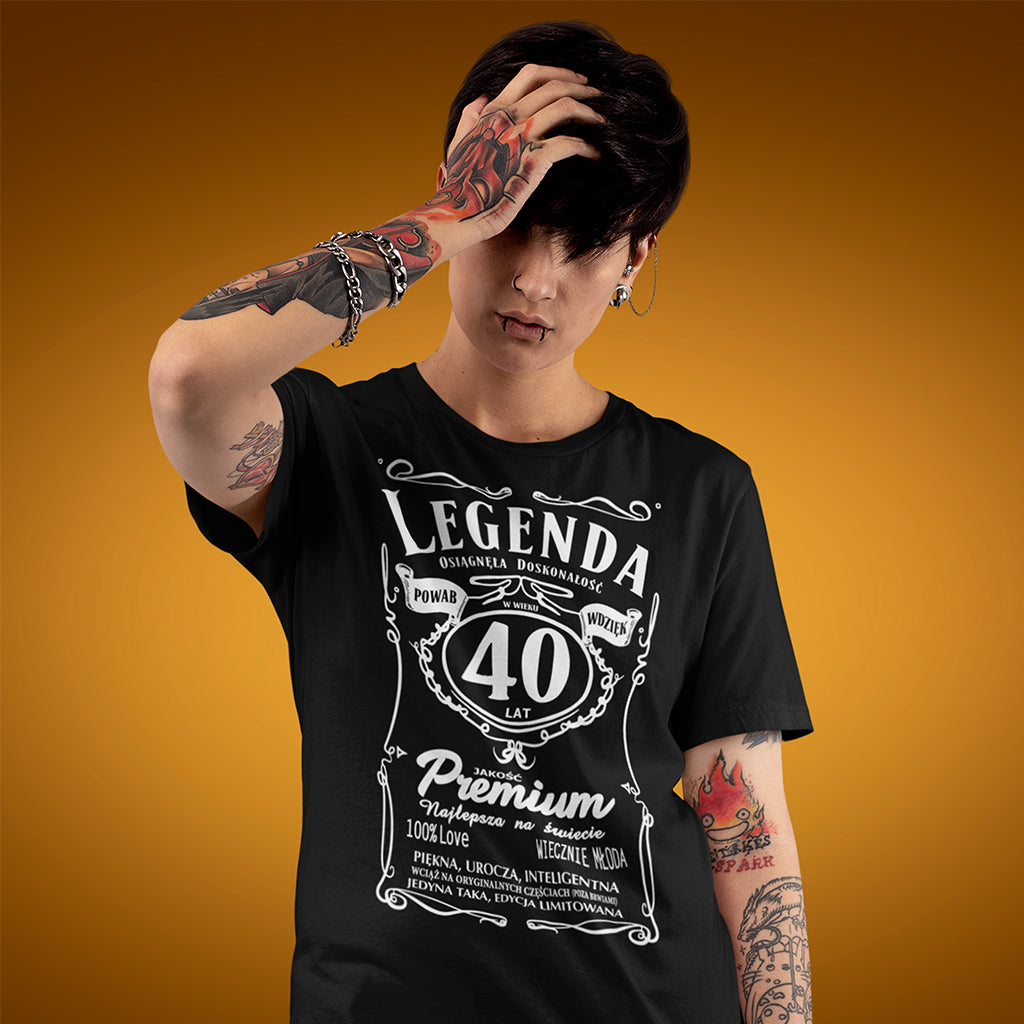 40 Urodziny DAMSKA - Legenda. Koszulka urodzinowa na 40 Lat dla kobiet inspirowana Jack Daniels