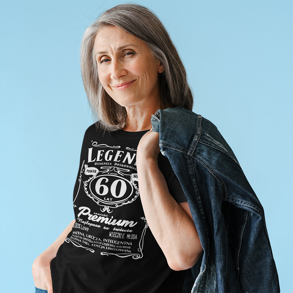 60 Urodziny DAMSKA - Legenda. Koszulka urodzinowa na 60 Lat dla kobiet inspirowana Jack Daniels