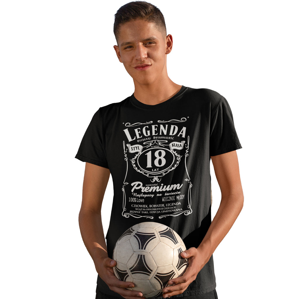 18 Urodziny - Legenda. Koszulka urodzinowa na 18 Lat dla mężczyzn inspirowana Jack Daniels