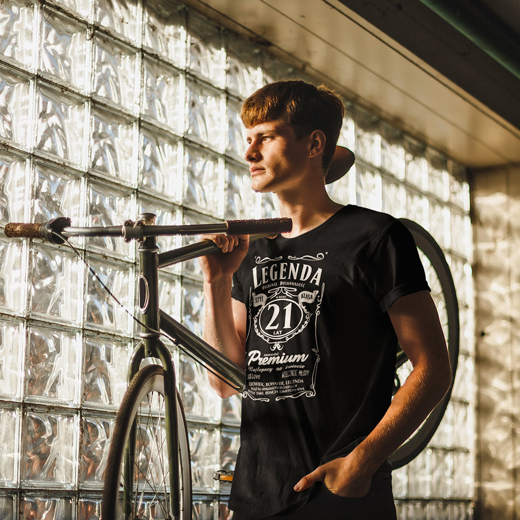 21 Urodziny - Legenda. Koszulka urodzinowa na 21 Lat dla mężczyzn inspirowana Jack Daniels