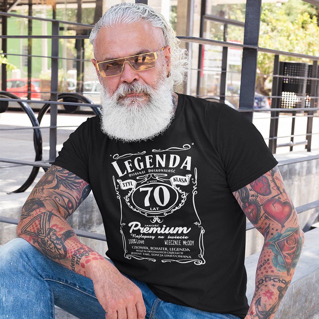 70 Urodziny - Legenda. Koszulka urodzinowa na 70 Lat dla mężczyzn inspirowana Jack Daniels