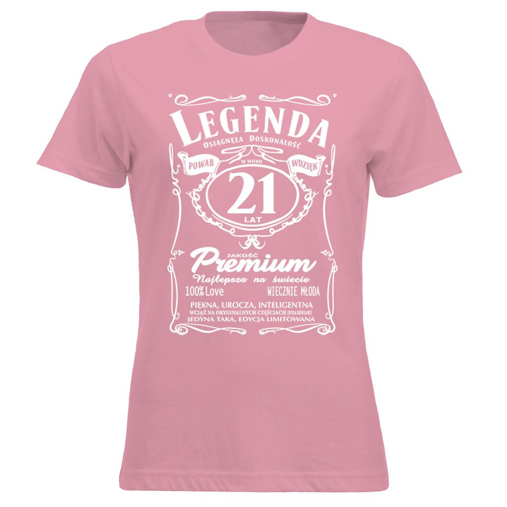 21 Urodziny DAMSKA - Legenda. Koszulka urodzinowa na 21 Lat dla kobiet inspirowana Jack Daniels