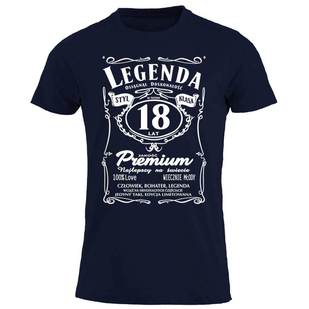 18 Urodziny - Legenda. Koszulka urodzinowa na 18 Lat dla mężczyzn inspirowana Jack Daniels