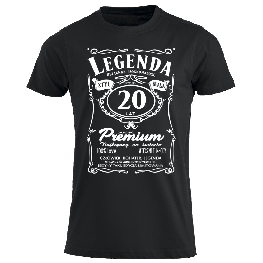 20 Urodziny - Legenda. Koszulka urodzinowa na 20 Lat dla mężczyzn inspirowana Jack Daniels