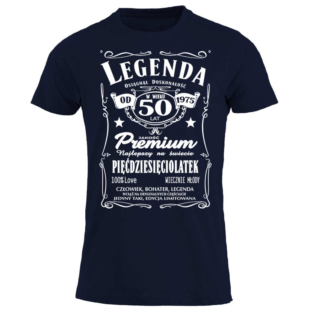 1975 - 50 Urodziny - Legenda. Koszulka urodzinowa na 50 Lat dla mężczyzn inspirowana Jack Daniels