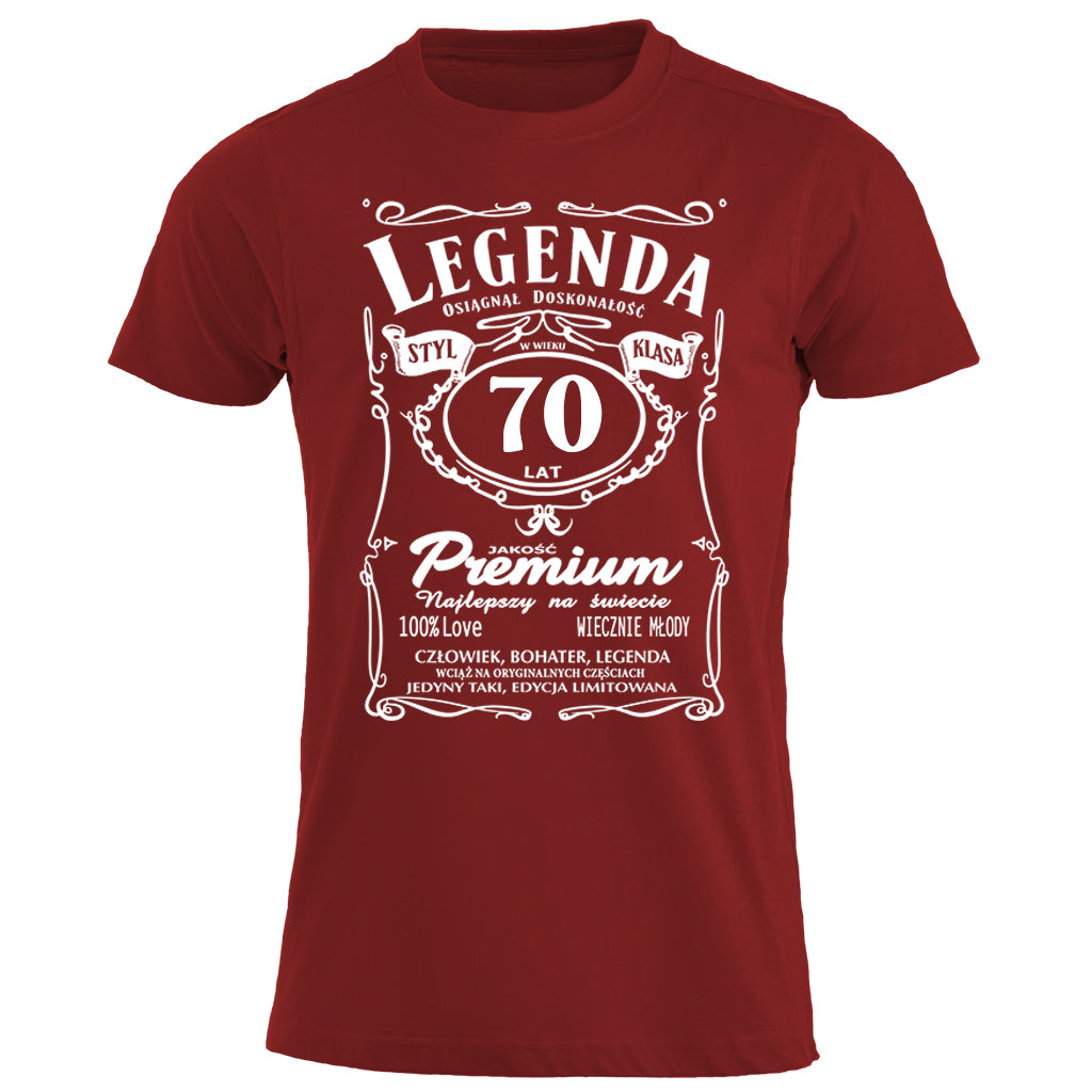 70 Urodziny - Legenda. Koszulka urodzinowa na 70 Lat dla mężczyzn inspirowana Jack Daniels