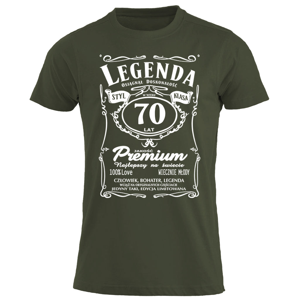 70 Urodziny - Legenda. Koszulka urodzinowa na 70 Lat dla mężczyzn inspirowana Jack Daniels