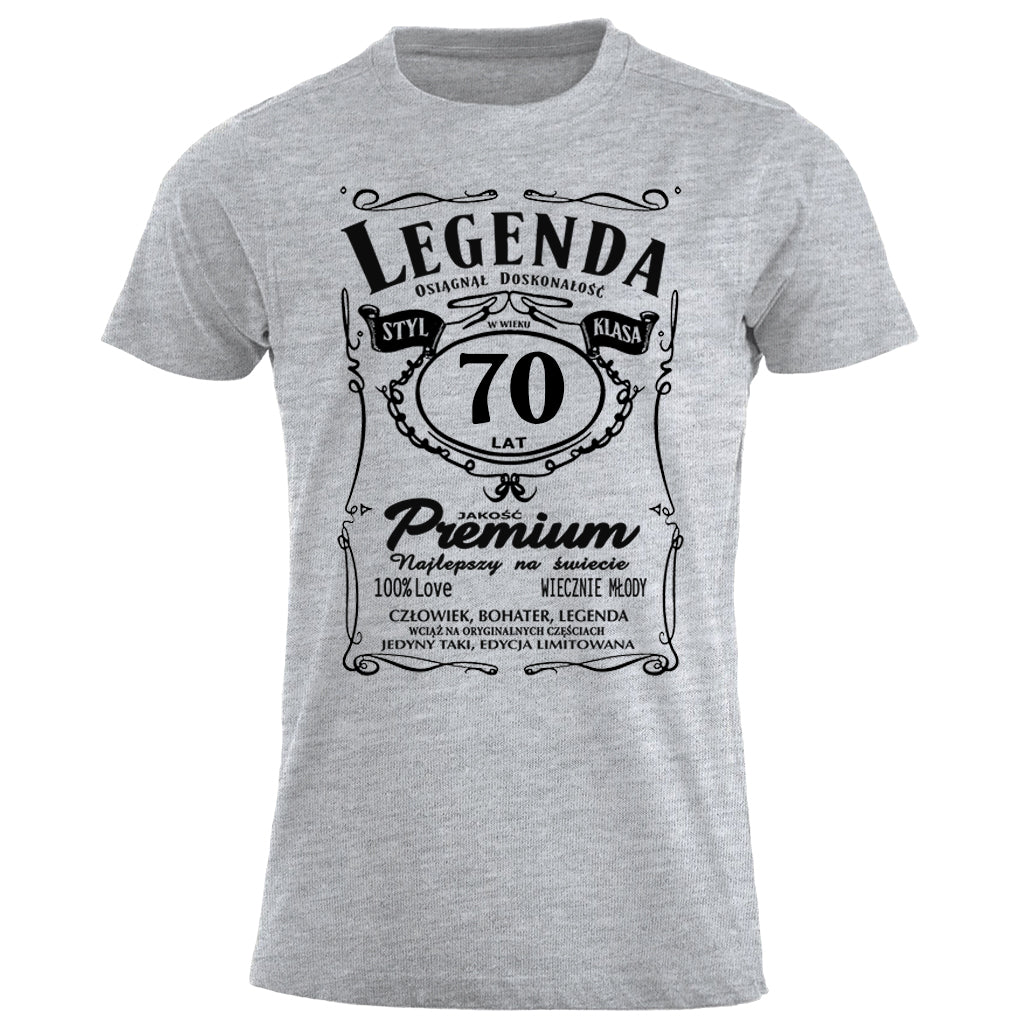 70 Urodziny - Legenda. Koszulka urodzinowa na 70 Lat dla mężczyzn inspirowana Jack Daniels