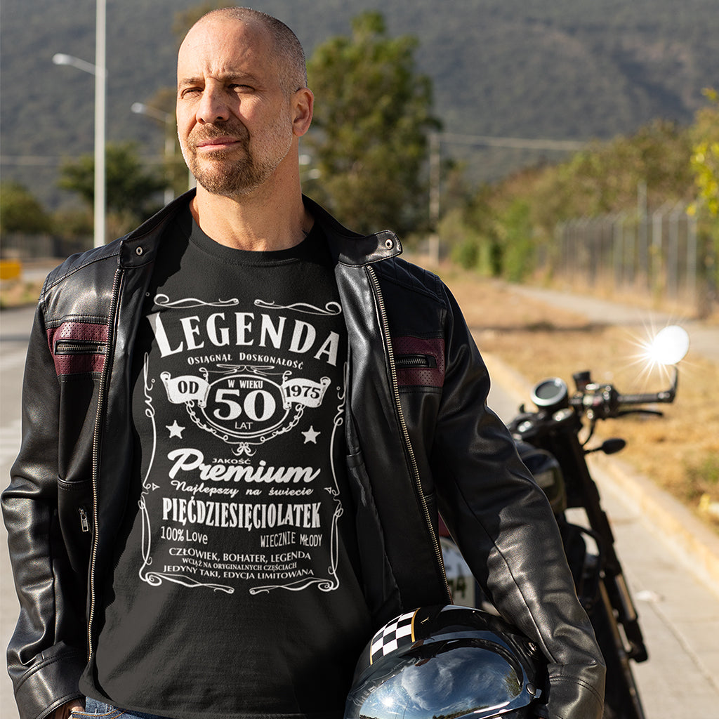 1975 - 50 Urodziny - Legenda. Koszulka urodzinowa na 50 Lat dla mężczyzn inspirowana Jack Daniels