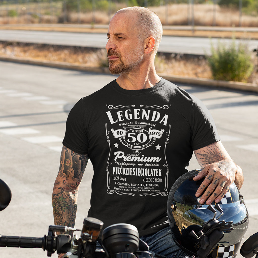 1975 - 50 Urodziny - Legenda. Koszulka urodzinowa na 50 Lat dla mężczyzn inspirowana Jack Daniels